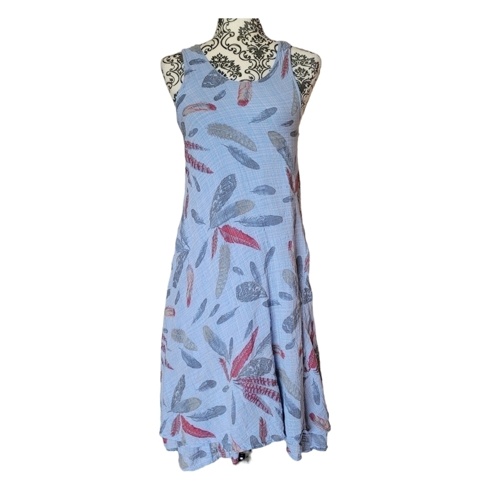 Angela Mara sleeveless cotton blend midi dress size smallā
